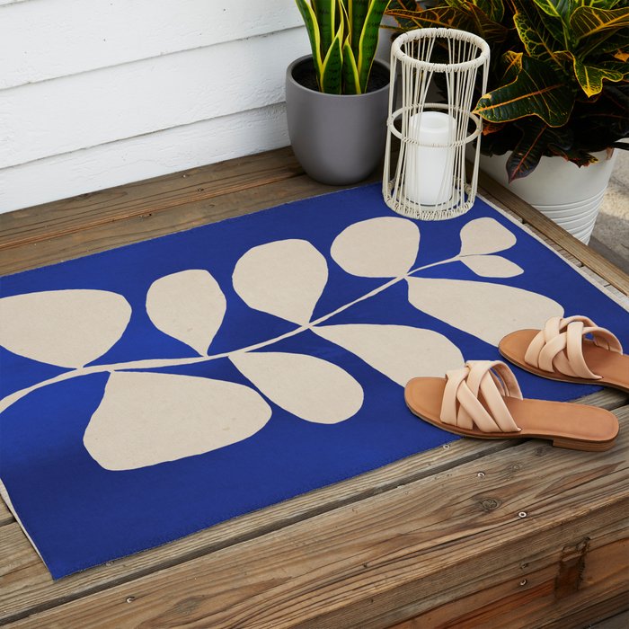 Abstract Minimal -Plant 3-2  Cobalt Blue Outdoor Rug Gallery Image 2