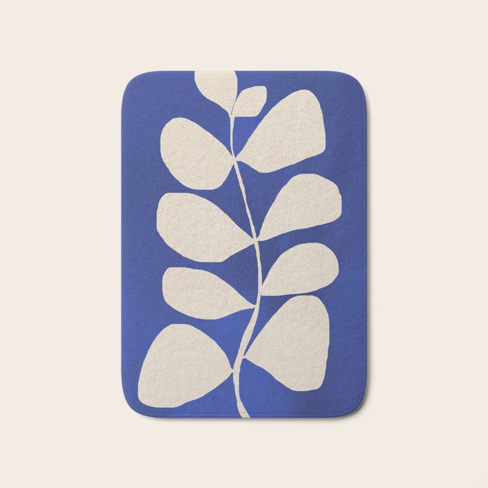 Abstract Minimal -Plant 3-2  Cobalt Blue Bath Mat Gallery Image 1