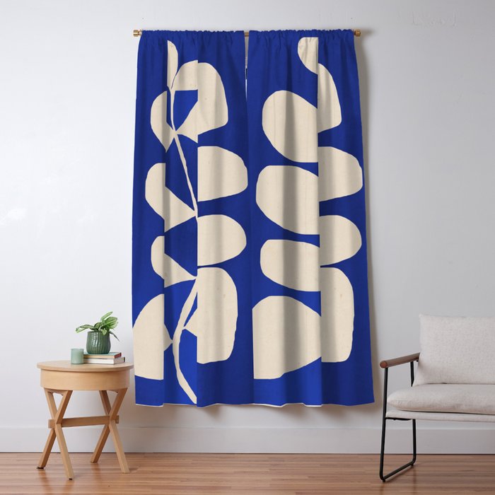 Abstract Minimal -Plant 3-2  Cobalt Blue Window Curtain Gallery Image 5