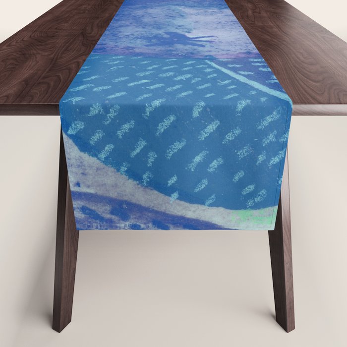 Fall Apple Orchard Painting in Cobalt Blue Table Runner Gallery Image 1