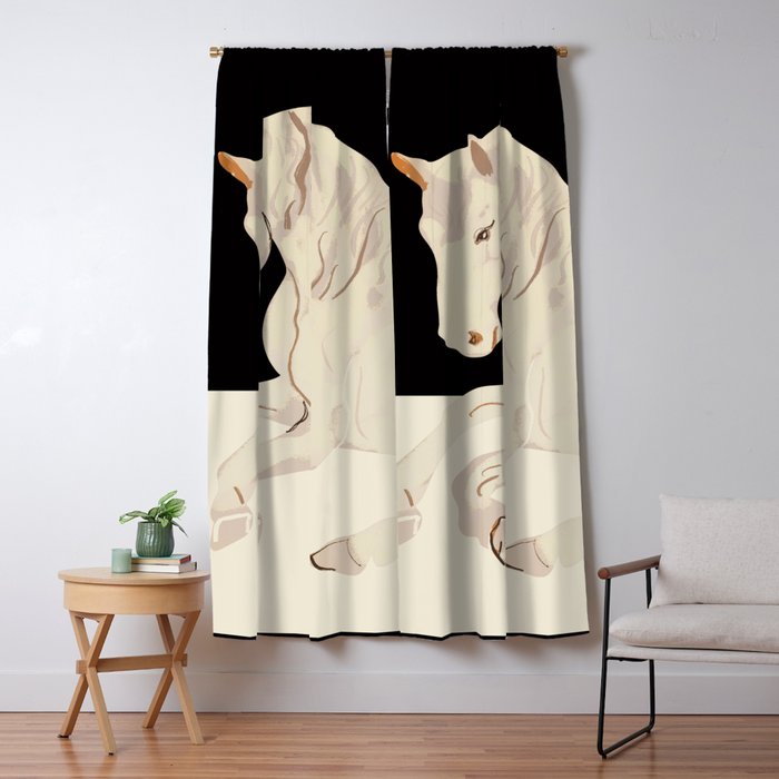 Minimal Abstract Art Horse 2 Window Curtain Gallery Image 1