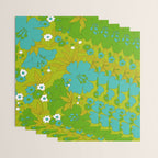Green, Turquoise, and White Retro Flower Design Pattern Wrapping Paper Gallery Image 3