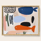 Sea Life Abstract Coral Seashells and Fishses Ocean Coastal  Art Painting  Serving Tray Gallery Image 1