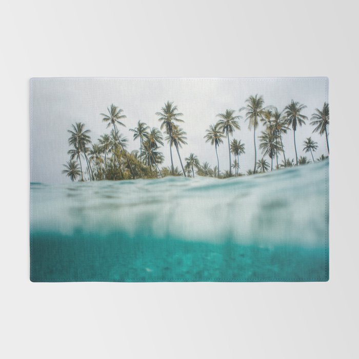 Split View Paradise - Ocean and Palm Tree Wall Art Rug Gallery Image 2