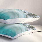 Split View Paradise - Ocean and Palm Tree Wall Art Pillow Sham Gallery Image 3