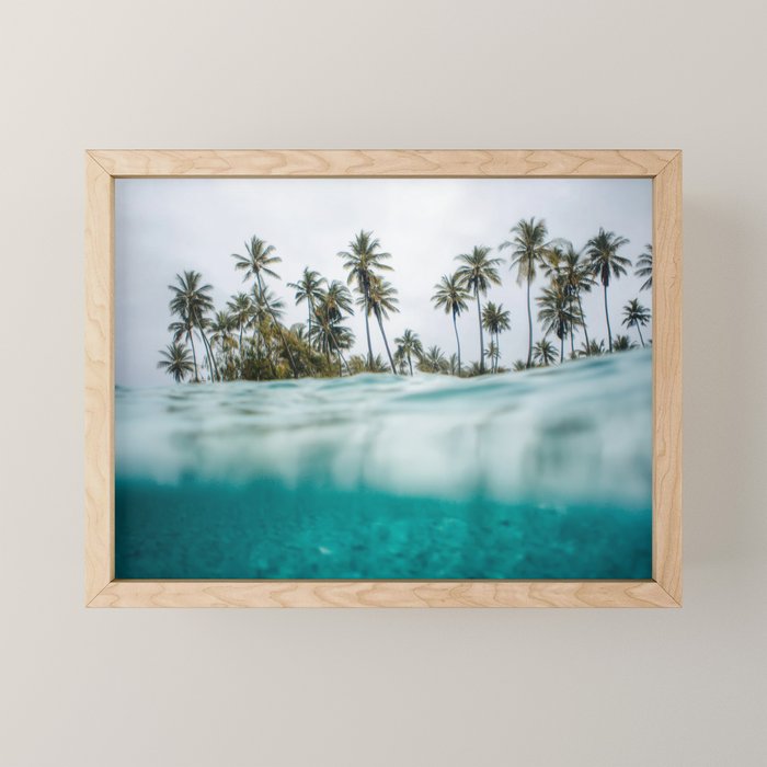 Split View Paradise - Ocean and Palm Tree Wall Art Mini Art Print Gallery Image 1