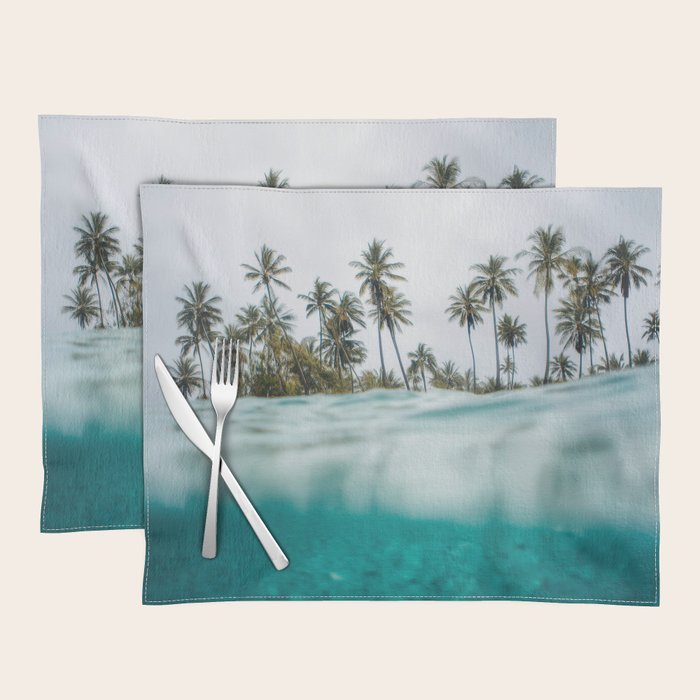 Split View Paradise - Ocean and Palm Tree Wall Art Placemat Gallery Image 1