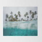Split View Paradise - Ocean and Palm Tree Wall Art Throw Blanket Gallery Image 2