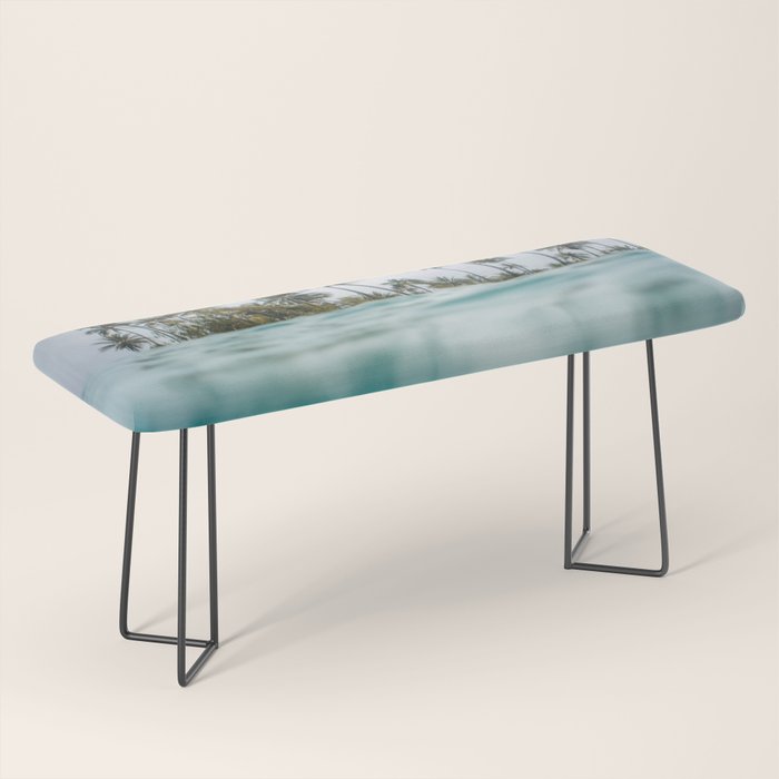 Split View Paradise - Ocean and Palm Tree Wall Art Bench Gallery Image 1
