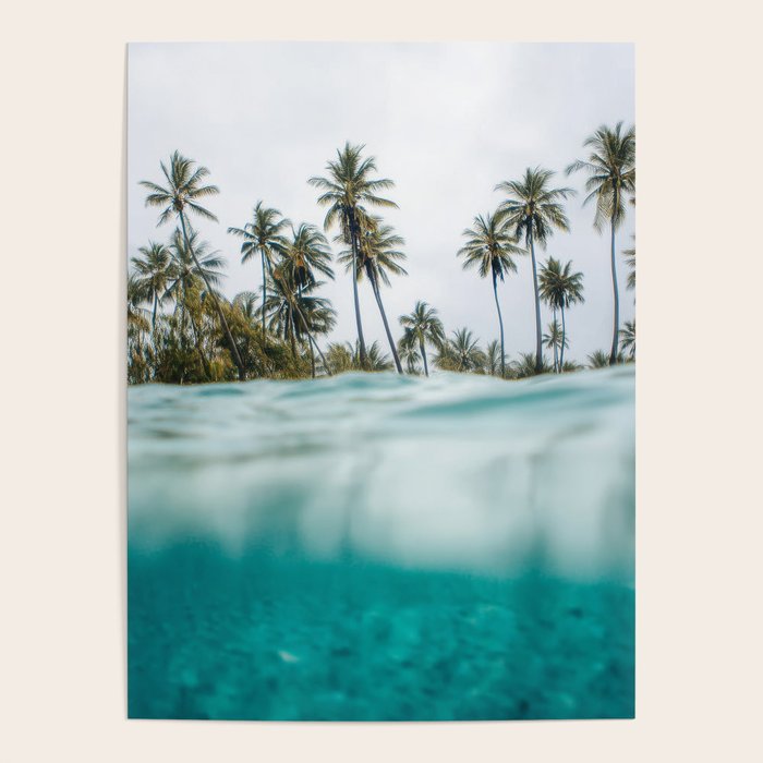 Split View Paradise - Ocean and Palm Tree Wall Art Poster Gallery Image 4