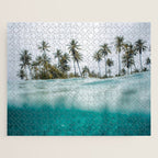 Split View Paradise - Ocean and Palm Tree Wall Art Jigsaw Puzzle Gallery Image 1