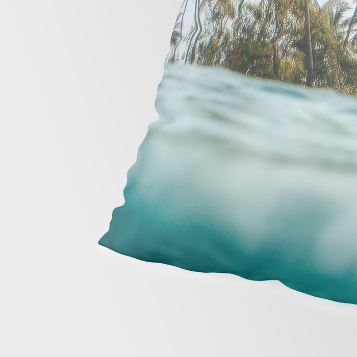 Split View Paradise - Ocean and Palm Tree Wall Art Pillow Sham Gallery Image 4