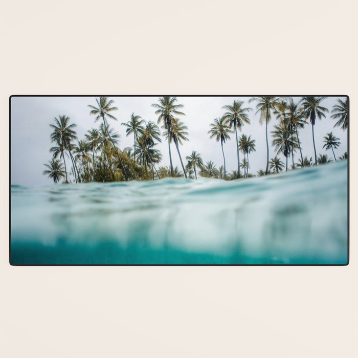 Split View Paradise - Ocean and Palm Tree Wall Art Desk Mat Gallery Image 3