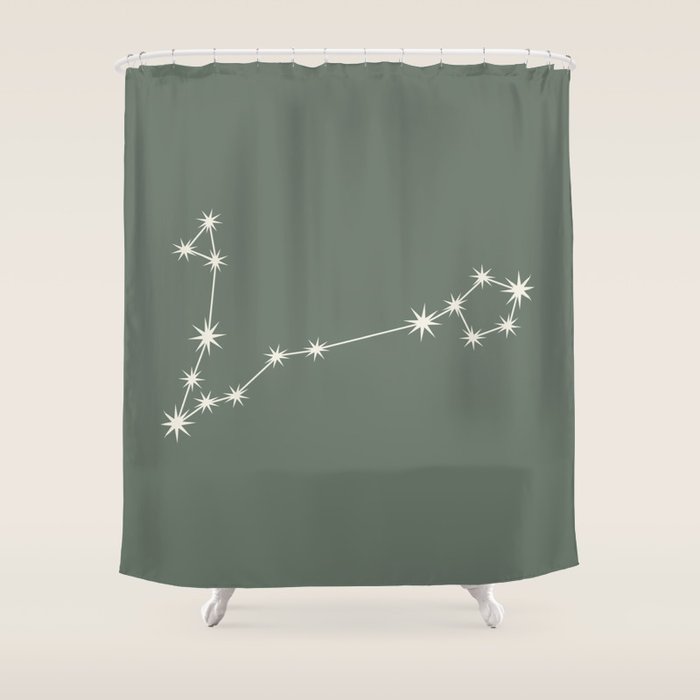 Pisces Zodiac Star Constellation Line Art Sage Shower Curtain Gallery Image 1