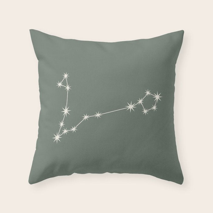 Pisces Zodiac Star Constellation Line Art Sage Throw Pillow Gallery Image 1