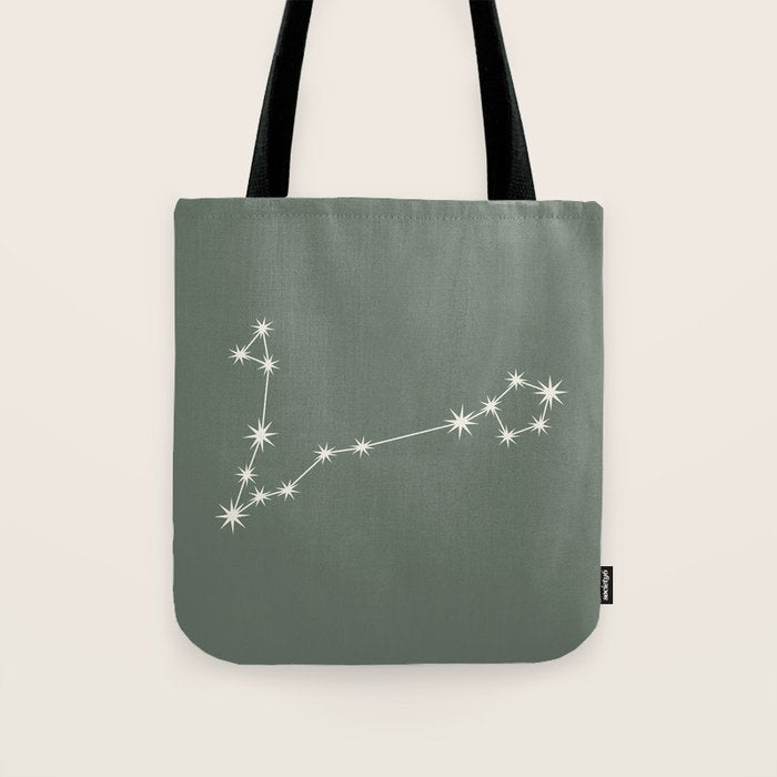 Pisces Zodiac Star Constellation Line Art Sage Tote Bag Gallery Image 1