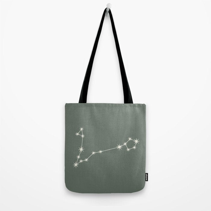 Pisces Zodiac Star Constellation Line Art Sage Tote Bag Gallery Image 2