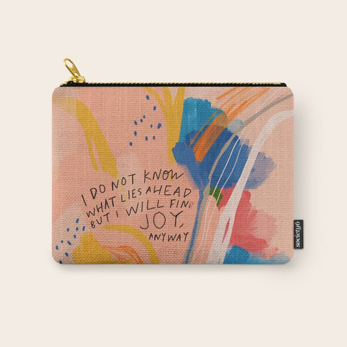 Find Joy. The Abstract Colorful Florals Carry All Pouch