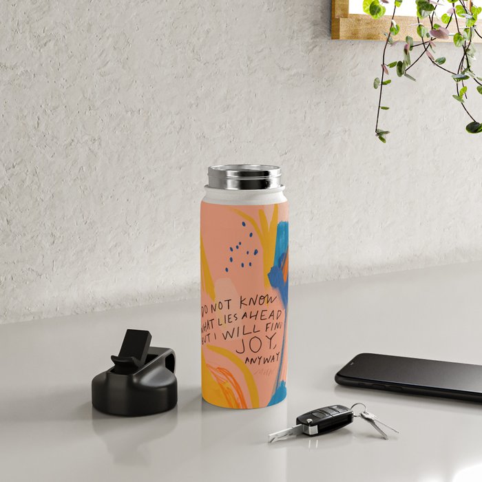 Find Joy. The Abstract Colorful Florals Water Bottle Gallery Image 5