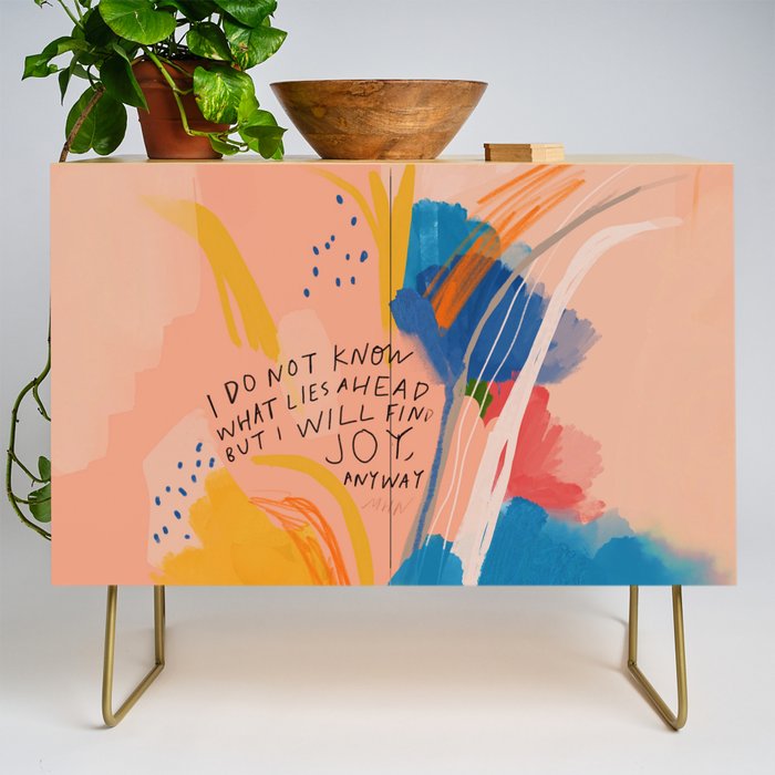 Find Joy. The Abstract Colorful Florals Credenza Gallery Image 1