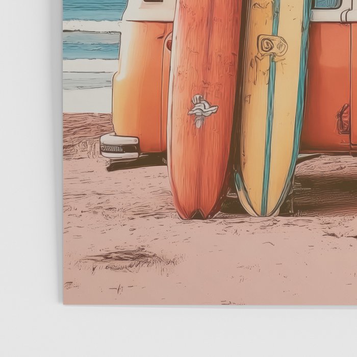 Surf Van I - Vintage Coastal Adventure Print Poster Gallery Image 3