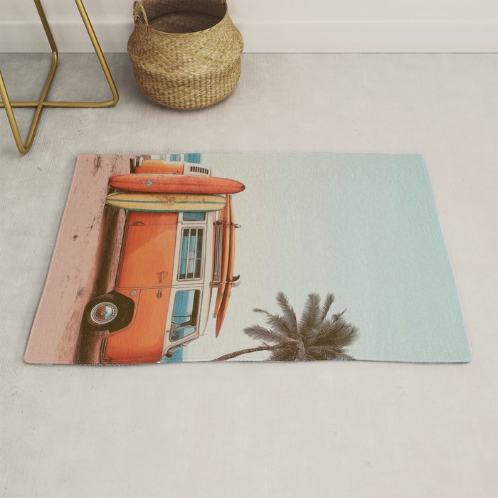Surf Van I - Vintage Coastal Adventure Print Rug Gallery Image 1