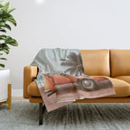 Surf Van I - Vintage Coastal Adventure Print Throw Blanket Gallery Image 1