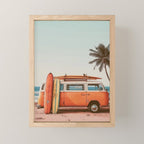 Surf Van I - Vintage Coastal Adventure Print Mini Art Print Gallery Image 1