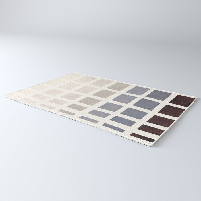 Grey Taupe Watercolor Gouache Geometric Square Matrix Pattern Rug Gallery Image 3