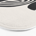 Black & White Minimalist Mid Century Paper collage Funky Black Ink Tribal Geometric by Ejaaz Haniff Bath Mat Gallery Image 3