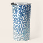 Festive, Floral Pattern, Blue and Gray, Floral Prints Travel Mug Gallery Image 3