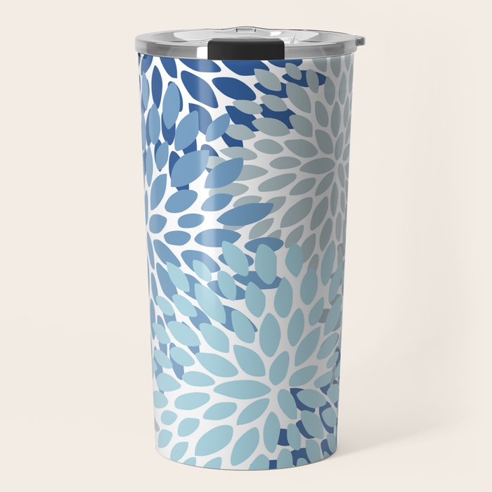 Festive, Floral Pattern, Blue and Gray, Floral Prints Travel Mug Gallery Image 1