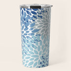 Festive, Floral Pattern, Blue and Gray, Floral Prints Travel Mug Gallery Image 1