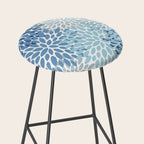 Festive, Floral Pattern, Blue and Gray, Floral Prints Stool Gallery Image 2