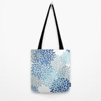 Festive, Floral Pattern, Blue and Gray, Floral Prints Tote Bag Gallery Image 2