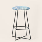 Festive, Floral Pattern, Blue and Gray, Floral Prints Stool Gallery Image 1