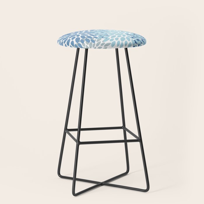 Festive, Floral Pattern, Blue and Gray, Floral Prints Stool Gallery Image 1
