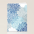 Festive, Floral Pattern, Blue and Gray, Floral Prints Stationery Card Gallery Image 2
