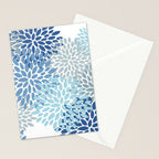 Festive, Floral Pattern, Blue and Gray, Floral Prints Stationery Card Gallery Image 2