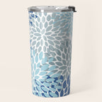 Festive, Floral Pattern, Blue and Gray, Floral Prints Travel Mug Gallery Image 2