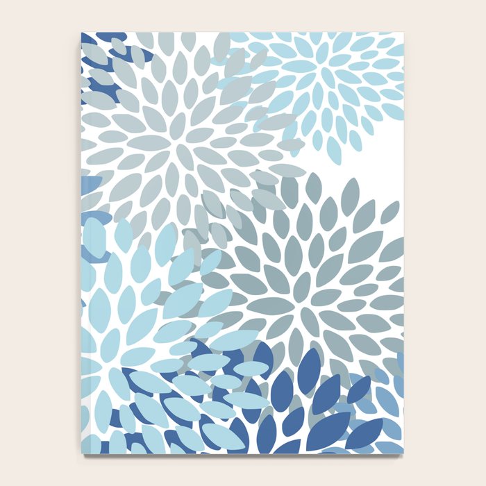 Festive, Floral Pattern, Blue and Gray, Floral Prints Notebook Gallery Image 4