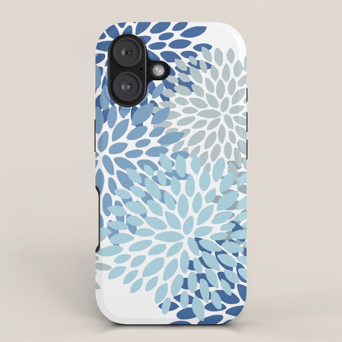 Festive, Floral Pattern, Blue and Gray, Floral Prints iPhone Case Gallery Image 1