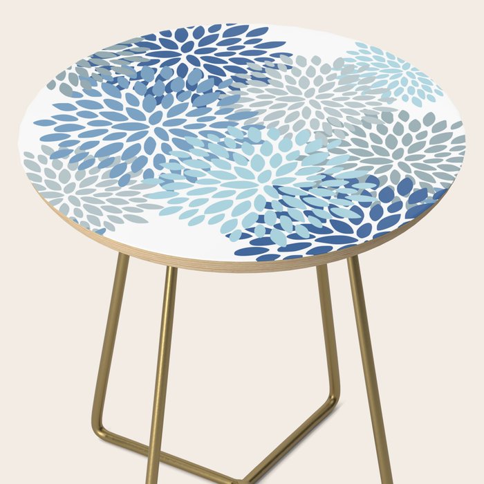 Festive, Floral Pattern, Blue and Gray, Floral Prints Side Table Gallery Image 2