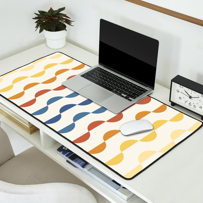 Gwynne Pattern Retro Shapes - Colorful 70's Desk Mat Gallery Image 2