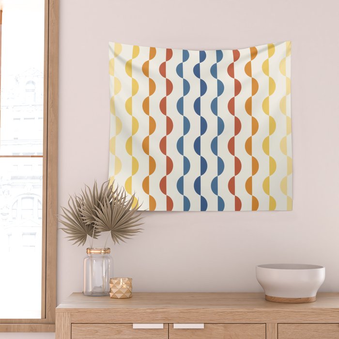 Gwynne Pattern Retro Shapes - Colorful 70's Wall Tapestry Gallery Image 2