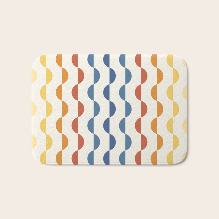 Gwynne Pattern Retro Shapes - Colorful 70's Bath Mat Gallery Image 1