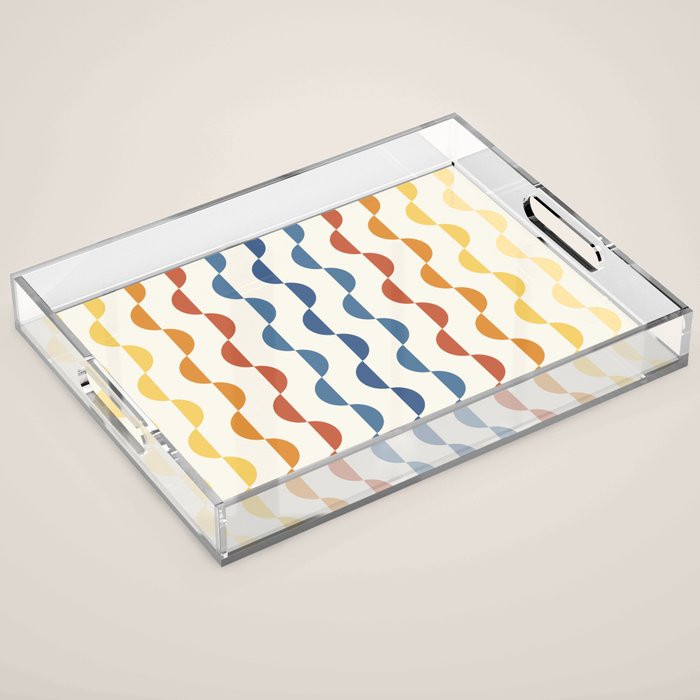 Gwynne Pattern Retro Shapes - Colorful 70's Acrylic Tray Gallery Image 1