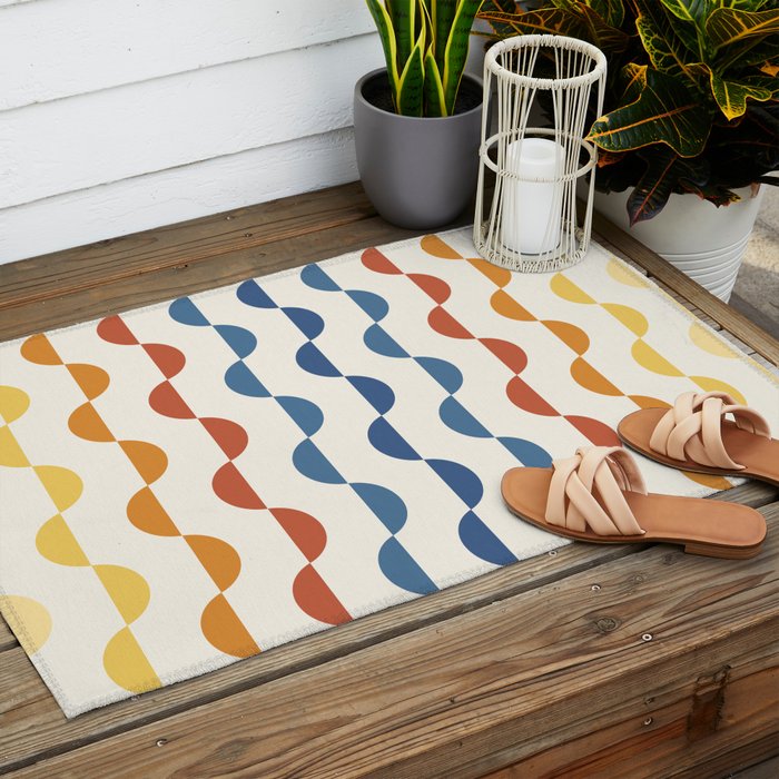 Gwynne Pattern Retro Shapes - Colorful 70's Outdoor Rug Gallery Image 2