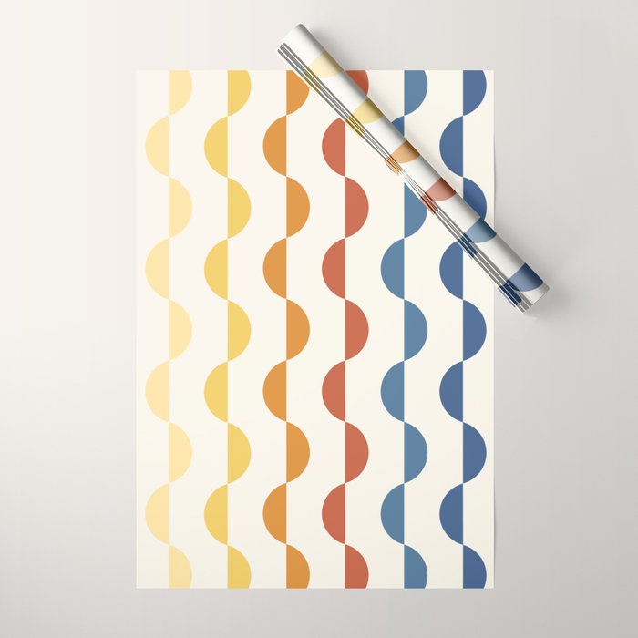 Gwynne Pattern Retro Shapes - Colorful 70's Wrapping Paper Gallery Image 1
