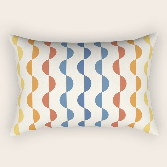 Gwynne Pattern Retro Shapes - Colorful 70's Rectangular Pillow Gallery Image 1
